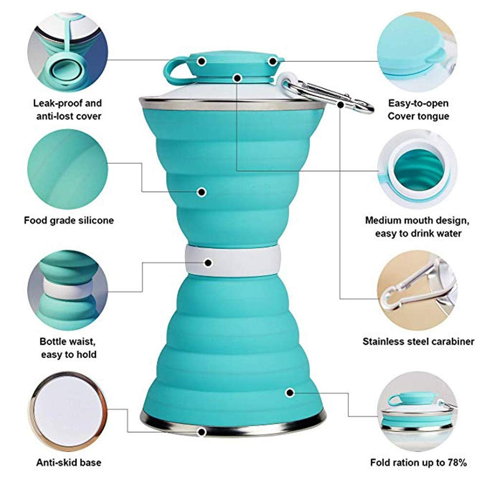 1385 Silicone Traveling Water Bottle Bpa Free - Leak Proof Lightweight Collapsible - Small Folding Refillable And Space Saver For Camping Gym Sports Hiking Biking Yoga Outdoor 1385 Silicone Traveling Water Bottle Bpa Free - Leak Proof Lightweight Collapsible - Small Folding Refillable And Space Saver For Camping Gym Sports Hiking Biking Yoga Outdoor